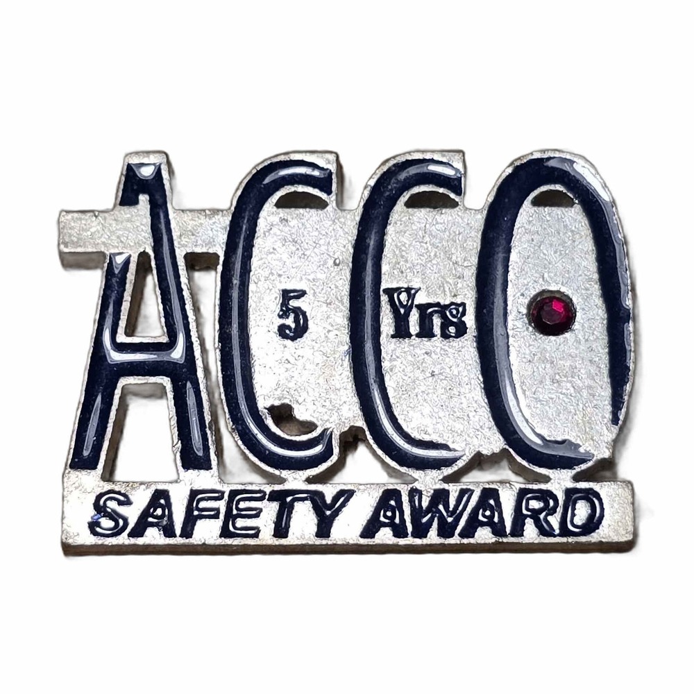 Vintage Acco 5 Yrs Safety Award Lapel Vest Hat Pin J7
